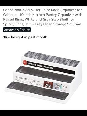 Copco White and Gray Non-Skid 3-Tier Spice Rack Organizer